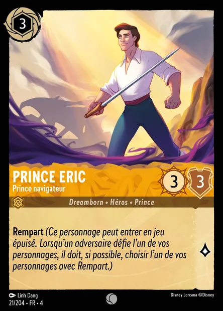 Prince Eric - Prince navigateur, carte Disney Lorcana CH4-021 — extension Le Retour d'Ursula