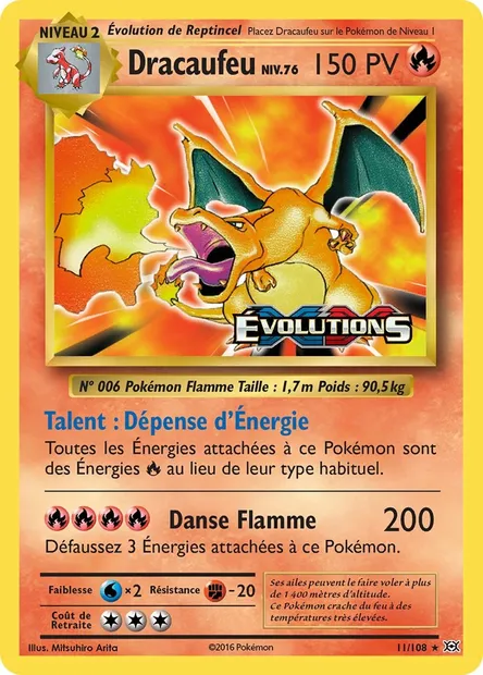 Dracaufeu, carte Pokémon EVO 11 — extension Évolutions