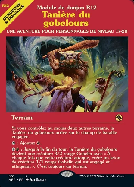 Tanière du gobelours, carte Magic AFR 351 — extension Forgotten Realms: Aventures dans les Royaumes Oubliés