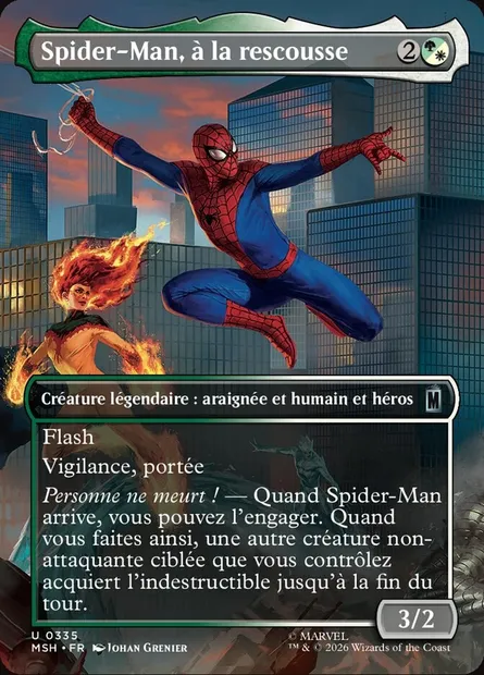 Spider-Man, à la rescousse, carte Magic MSH 335 — extension Marvel Super Heroes