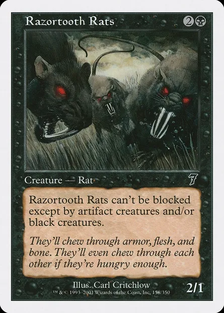 Razortooth Rats, Magic card 7ED 158 — Seventh Edition set