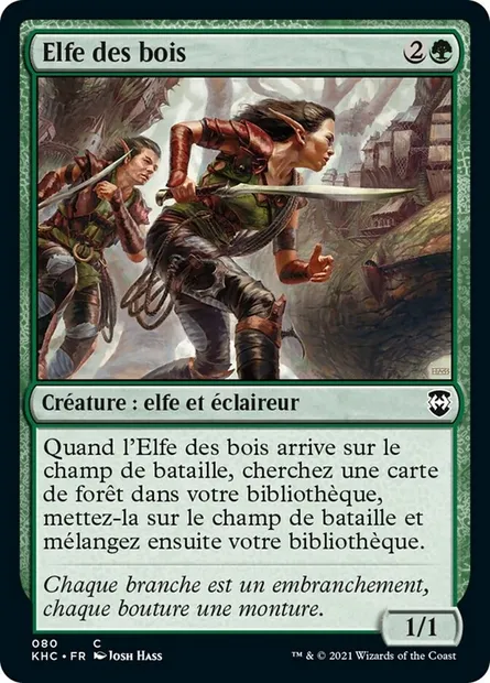 Elfe des bois, carte Magic KHC 80 — extension Kaldheim Commander