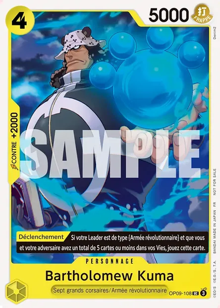 Bartholomew Kuma, carte One Piece OP09-108 — extension LES NOUVEAUX EMPEREURS