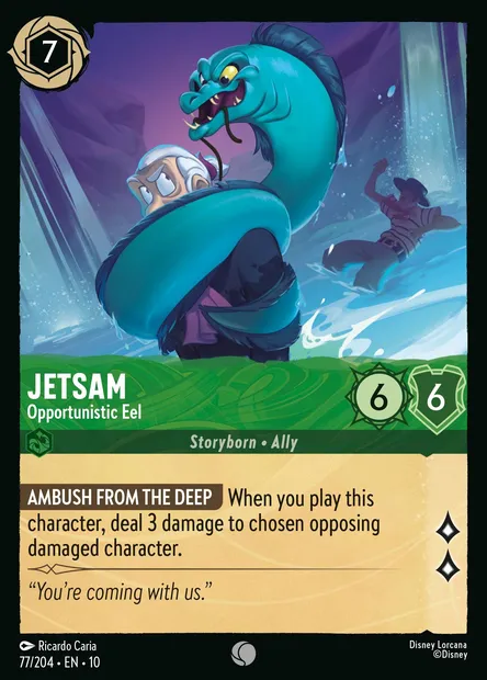 Jetsam - Opportunistic Eel, Disney Lorcana card CH10-077 — Whispers in the Well set