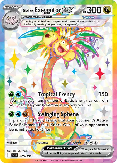 Alolan Exeggutor ex, Pokémon card SSP 225 — Surging Sparks set