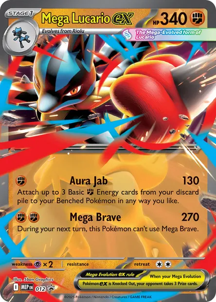 Méga-Lucario-ex, carte Pokémon MEP 012 — extension MEP Black Star Promos