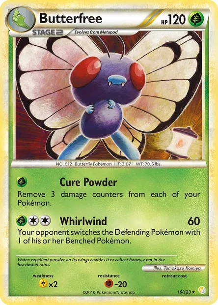 Butterfree, Pokémon card HS 16 — HeartGold SoulSilver set