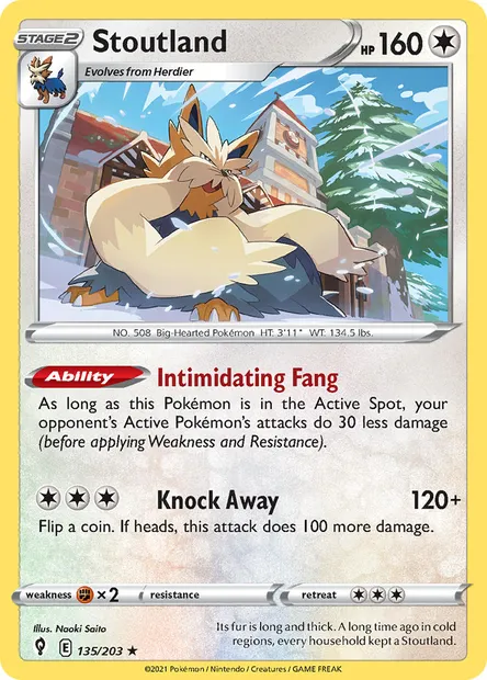 Stoutland, Pokémon card EVS 135 — Evolving Skies set