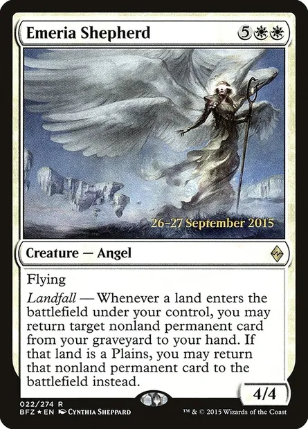 Emeria Shepherd, Magic card PBFZ 22s — Battle for Zendikar Promos set