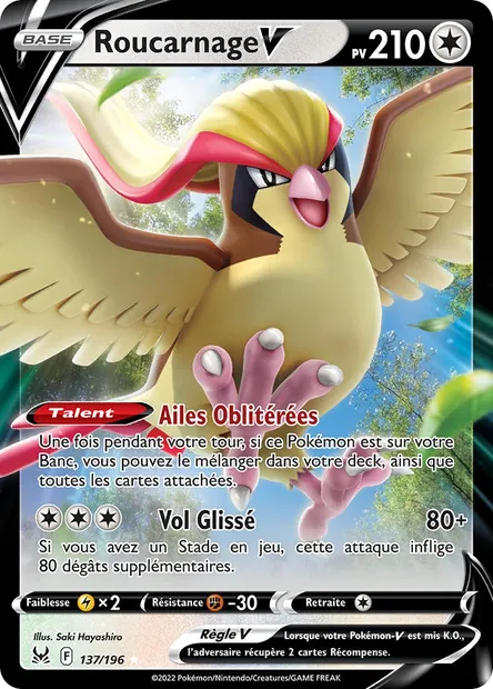 Roucarnage V, carte Pokémon LOR 137 — extension Origine Perdue