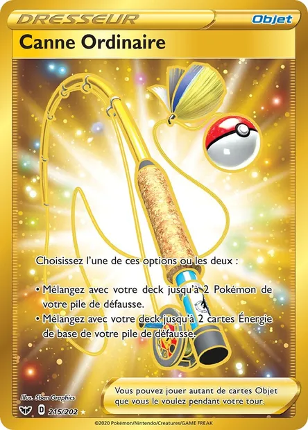 Canne Ordinaire, carte Pokémon SSH 215 — extension Épée et Bouclier