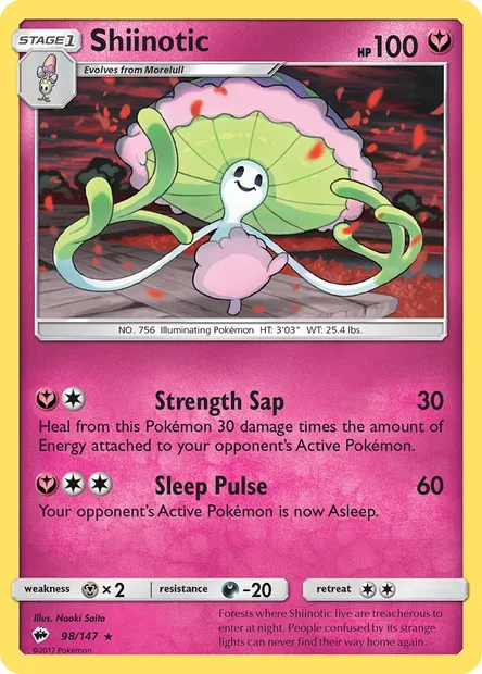 Shiinotic, Pokémon card BUS 98 — Burning Shadows set