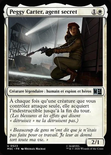 Peggy Carter, agent secret, carte Magic MSC 523 — extension Marvel Super Heroes Commander