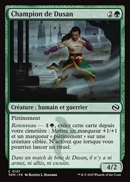 Champion de Dusan, carte Magic TDM 137 — extension Tarkir: Dragonstorm