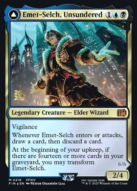 Emet-Selch, Unsundered // Hades, Sorcerer of Eld, carte Magic PFIN 218s — extension Final Fantasy Promos