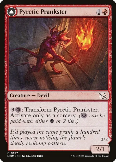 Pyretic Prankster // Glistening Goremonger, Magic card MOM 157 — March of the Machine set