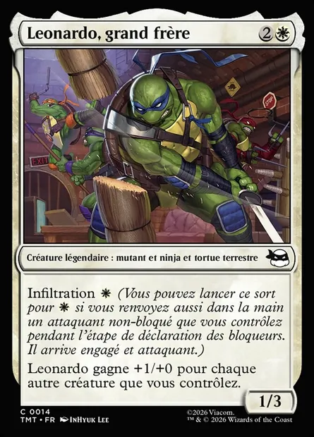 Leonardo, grand frère, carte Magic TMT 14 — extension Teenage Mutant Ninja Turtles