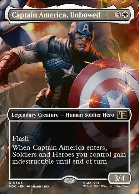 Captain America, Unbowed, Magic card MSC 505 — Marvel Super Heroes Commander set