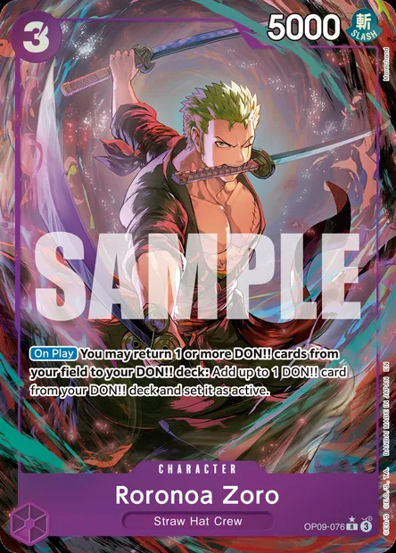 Roronoa Zoro, carte One Piece OP09-076 — extension LES NOUVEAUX EMPEREURS
