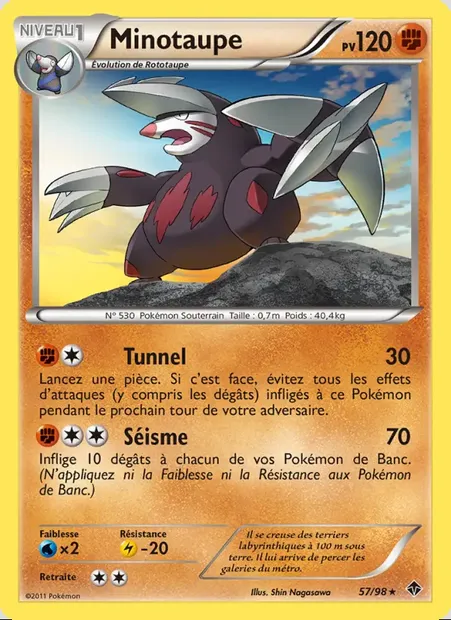 Minotaupe, carte Pokémon EPO 57 — extension Pouvoirs Émergents