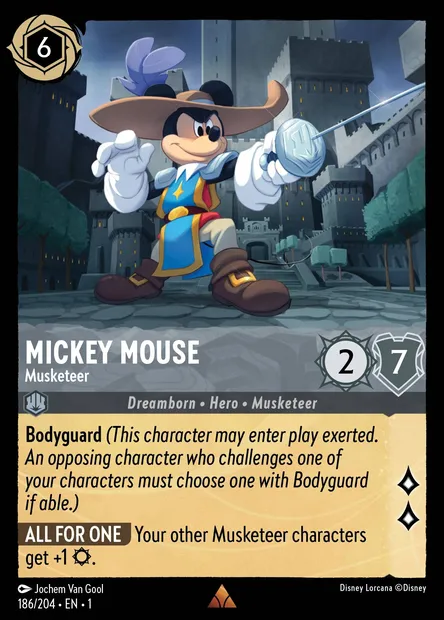 Mickey Mouse - Musketeer, Disney Lorcana card CH1-186 — The First Chapter set