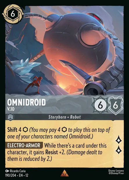 Omnidroid - V.10, Disney Lorcana card CH12-190 — Wilds Unknown set