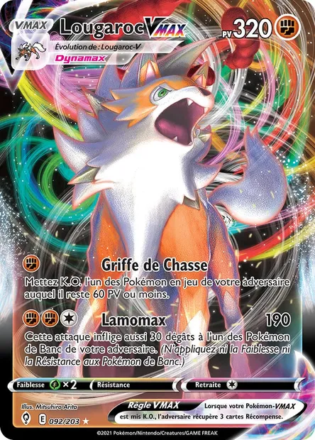 Lougaroc VMAX, carte Pokémon EVS 92 — extension Évolution Céleste