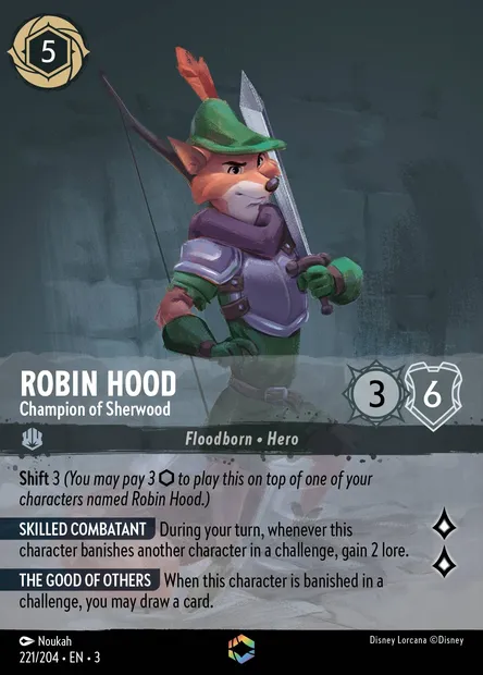Robin Hood - Champion of Sherwood, Disney Lorcana card CH3-221 — Into the Inklands set