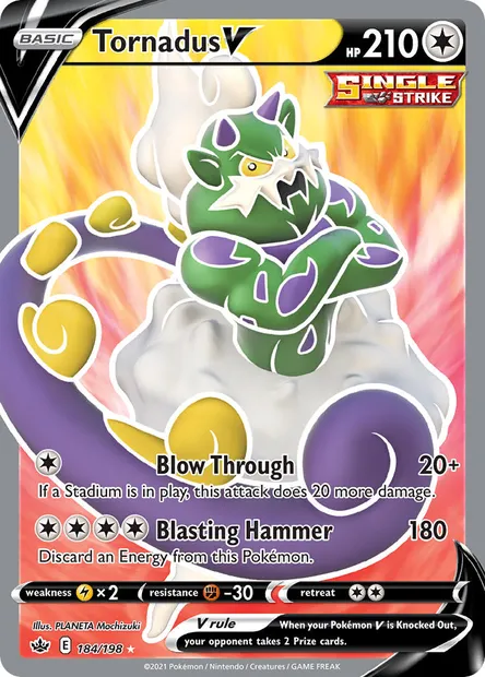 Tornadus V, Pokémon card CRE 184 — Chilling Reign set