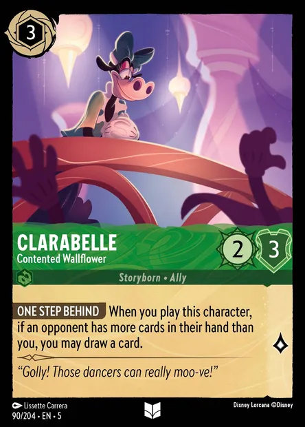 Clarabelle - Contented Wallflower, Disney Lorcana card CH5-090 — Shimmering Skies set