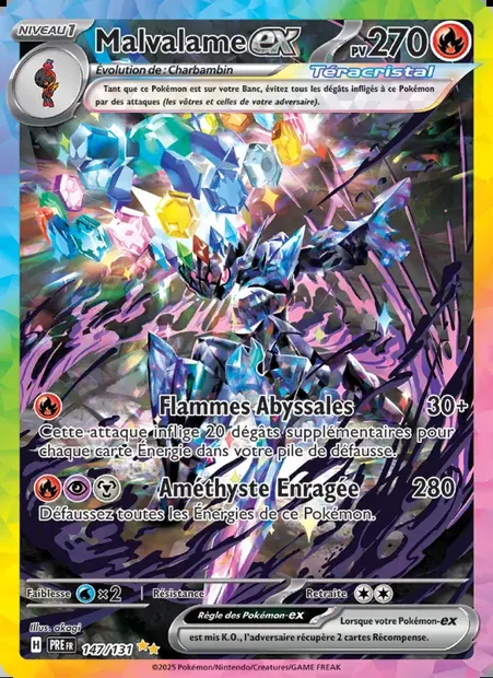Malvalame-ex, carte Pokémon PRE 147 — extension Évolutions Prismatiques