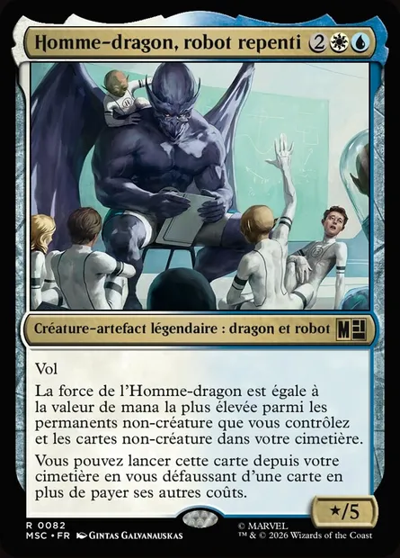 Homme-dragon, robot repenti, carte Magic MSC 82 — extension Marvel Super Heroes Commander