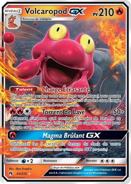 Volcaropod GX, carte Pokémon LOT 44 — extension Tonnerre Perdu