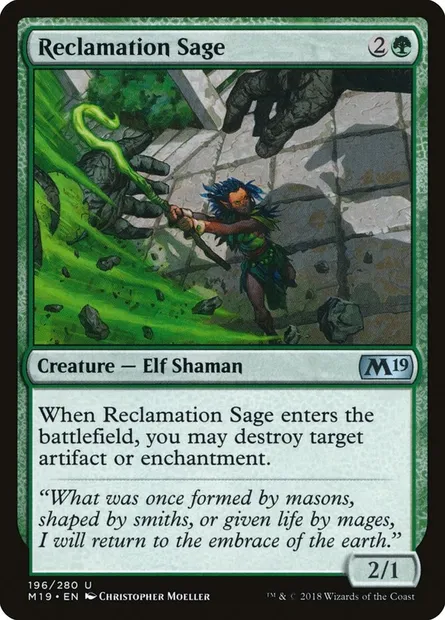 Reclamation Sage, Magic card M19 196 — Core Set 2019 set
