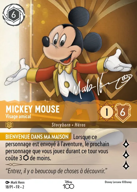 Mickey Mouse - Visage amical, carte Disney Lorcana P1-018 — extension P1
