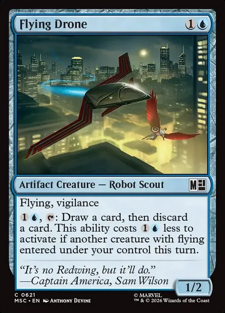 Flying Drone, Magic card MSC 621 — Marvel Super Heroes Commander set