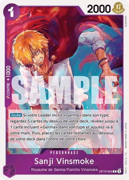 Sanji Vinsmoke, carte One Piece OP10-063 — extension SANG ROYAL