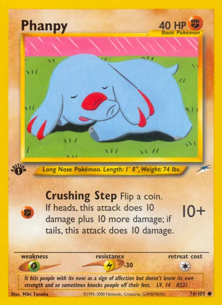 Phanpy, Pokémon card NDE 76 — Neo Destiny set