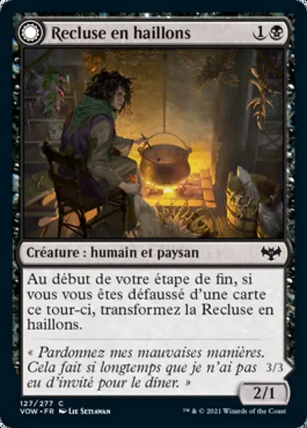 Recluse en haillons // Envoûteuse odieuse, carte Magic VOW 127 — extension Innistrad : noce écarlate