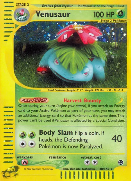 Venusaur, Pokémon card EX 30 — Expedition Base Set set