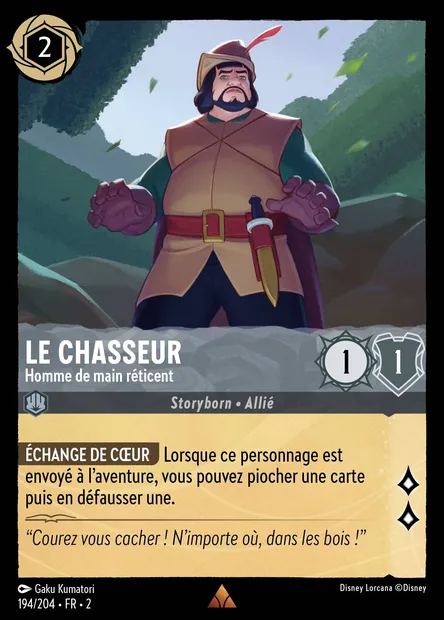 Le chasseur - Homme de main réticent, carte Disney Lorcana CH2-194 — extension L'Ascension des Floodborn