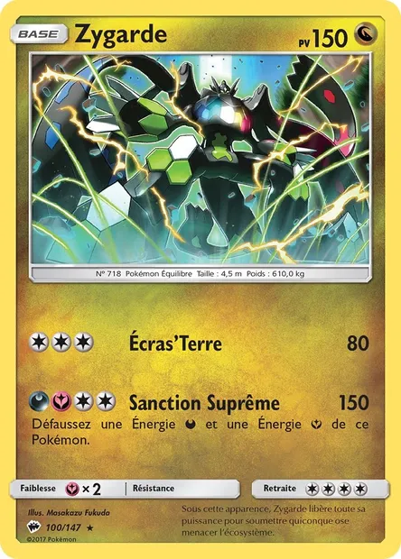 Zygarde, carte Pokémon BUS 100 — extension Ombres Ardentes