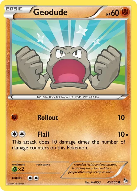 Geodude, Pokémon card FLF 45 — Flashfire set