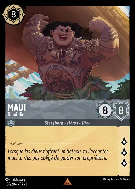 Maui - Demi-dieu, carte Disney Lorcana CH1-185 — extension Premier Chapitre