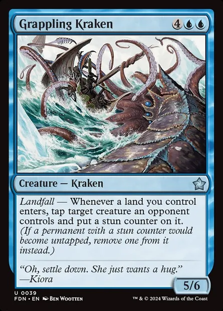 Grappling Kraken, Magic card FDN 39 — Foundations set
