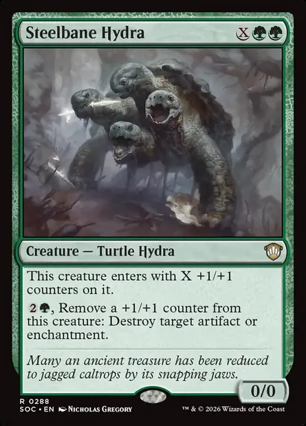 Hydre fléau d'acier, carte Magic SOC 288 — extension Secrets of Strixhaven Commander