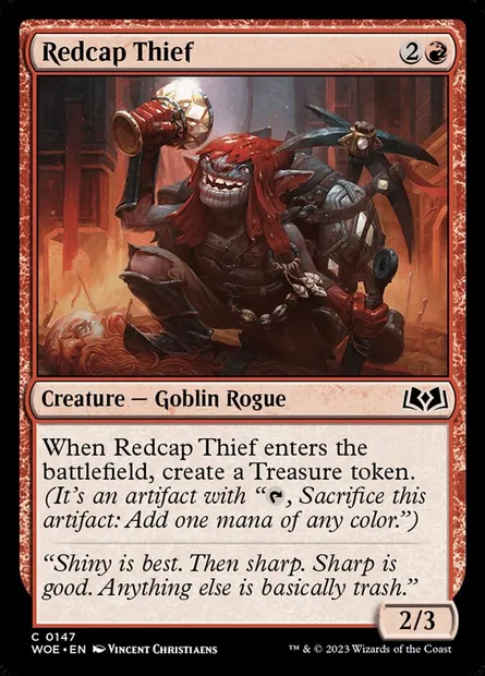 Redcap Thief, Magic card WOE 147 — Wilds of Eldraine set