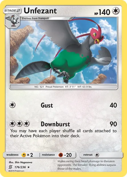 Unfezant, Pokémon card UNM 176 — Unified Minds set