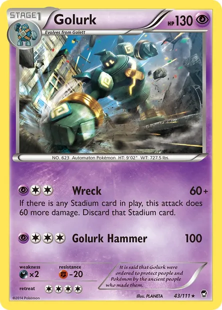 Golurk, Pokémon card FFI 43 — Furious Fists set