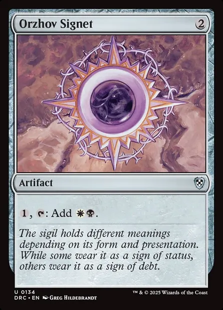 Orzhov Signet, Magic card DRC 134 — Aetherdrift Commander set